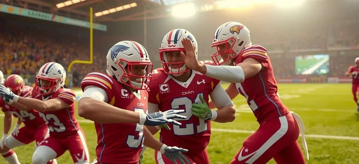 Fiesta Football Titans National Unity Fiesta Football Titans players from different regions celebrating together in a virtual festival event